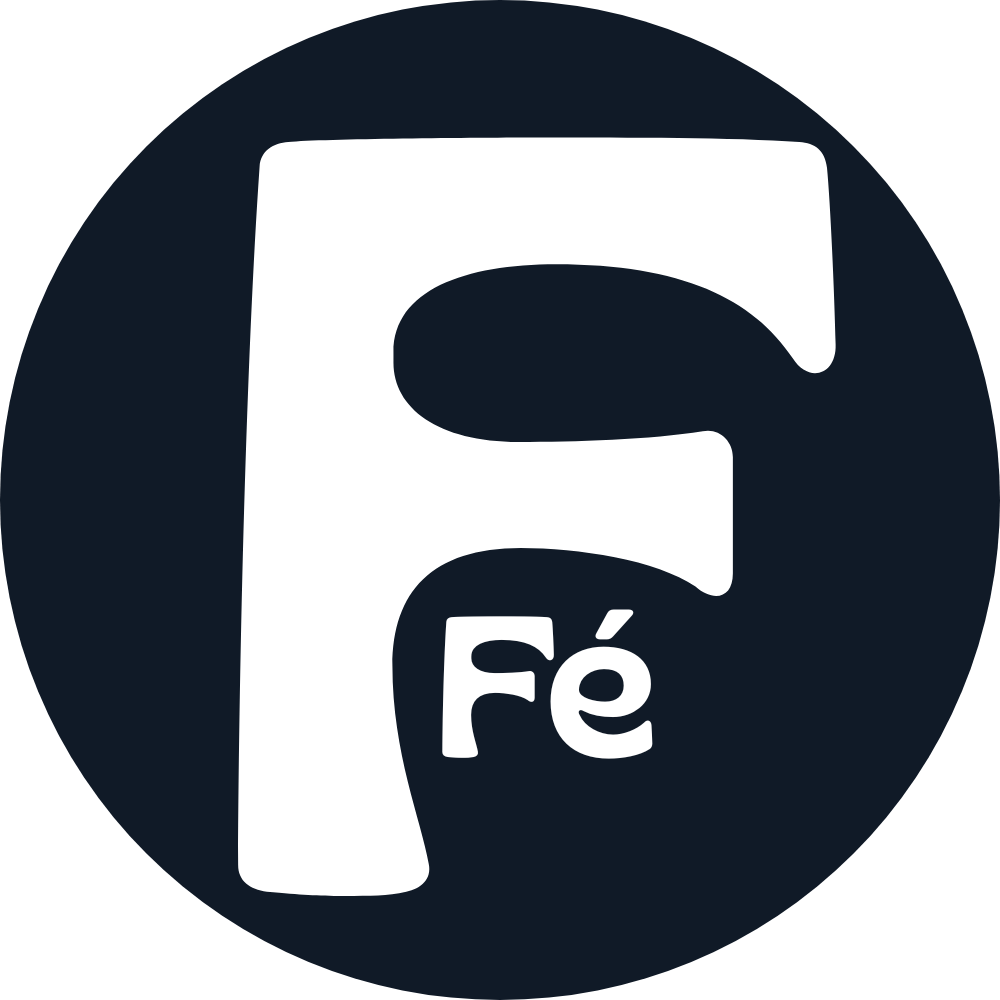 Letra f com a palavra fé menor. Representando a logo firme na fé.